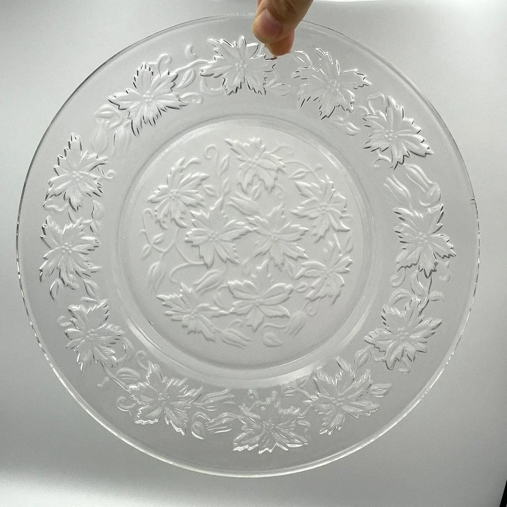Vintage 1980s Princess House Fantasia Dinner Plates Set Of 3 Frosted Floral 10